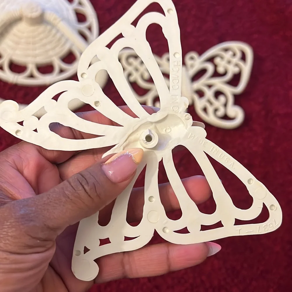 Vintage Homco Home Interiors White Bathroom butterfly decor set